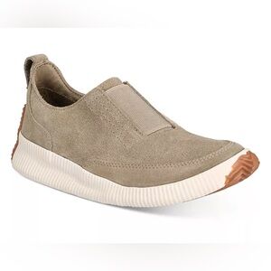 Sorel Out N About Plus Suede Slip On Women Sneakers Sage Green Sz 8 Gorpcore EUC